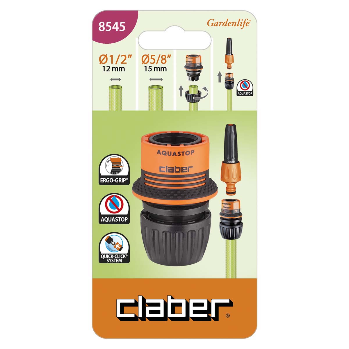 Coupling 1/2” - 5/8” W/Aquastop - Above-ground line - | Claber