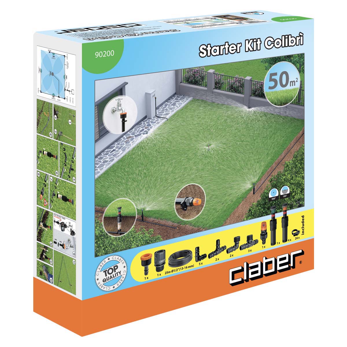 Colibri 90200 STARTER KIT COLIBRI' CLABER  IRRIGAZIONE INTERRATA PER GIARDINO DI 50 MQ 