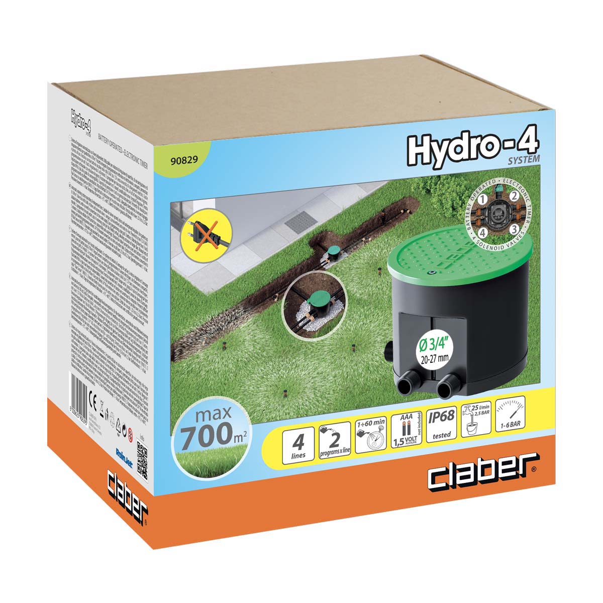 4 Scatola Valvole con timer programmabile Irrigazione Elettrovalvola box CLABER Hydro 