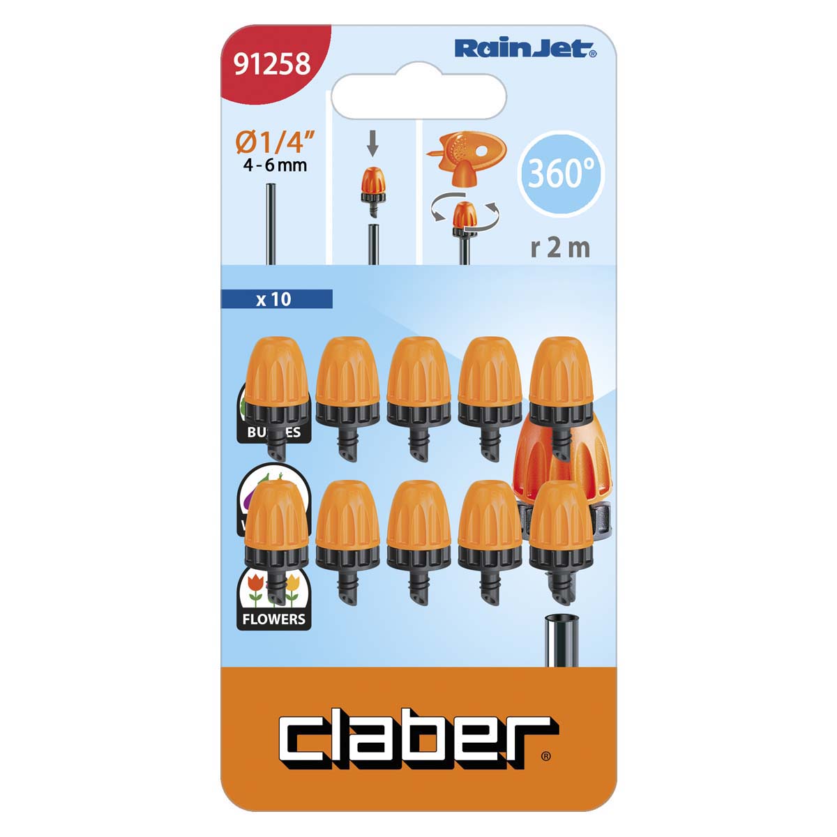 IRRIGAZIONE A GOCCIA modello 91258 confezione da 10 CLABER RAINJET 360 ° Micro Mist VAPORIZZATORE 