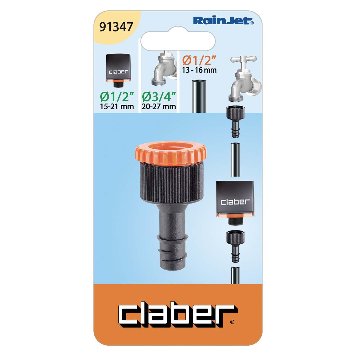 Claber 7806050 Accessori Rainjet Goccia Raccordo per Tubo 1/2 & 7806030 Accessori Rainjet Goccia 2 Raccordi Angolo 